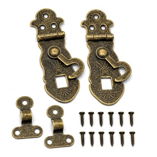 VBSYUYQ 2 Pcs Vintage Bronze Box Latches 90 Degree for Wooden Crafts | 2 pack vintage bronze 90 degree box hasp latch, for diary jewelry box wooden craft diy hardware accessory