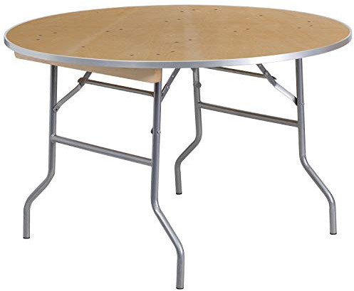 Flash Furniture 48RND Holz-Klapptisch, MTL-Rand, Stahl, natürlich, 121,9 cm, rund