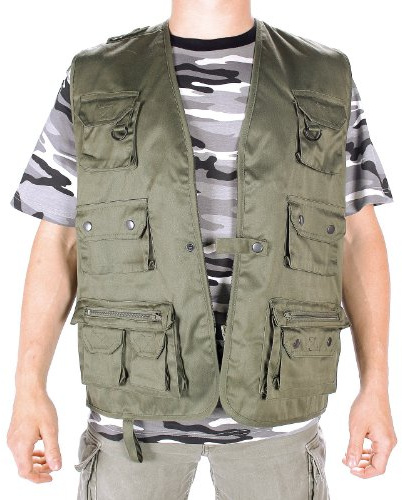 Mil-Tec Herren Jagd-u Weste, Oliv, XL EU