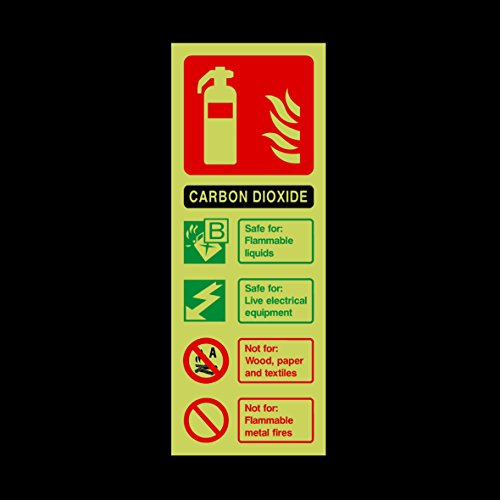 Carbon Dioxide Fire Extinguisher Guide Photoluminescent Plastic Sign - Emergency/Fire Exit/Extinguisher (FE31)