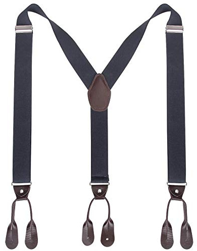 Kajeer Boutons Bretelles pour Femmes Hommes - 35mm Forme de Y Réglable Bretelles (Gris Foncé,Bout de bouton)