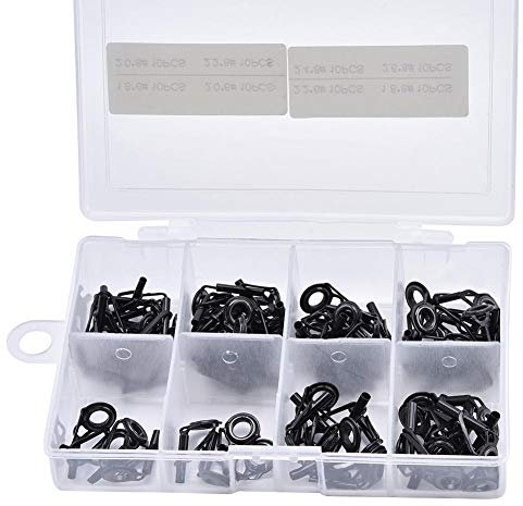 VGEBY 80pcs/Pack Ringe Guide der Fischerei Zubehör Set Angelrute-Reparatur-Edelstahl und Keramik Set Basteln mit Schachtel Kunststoff