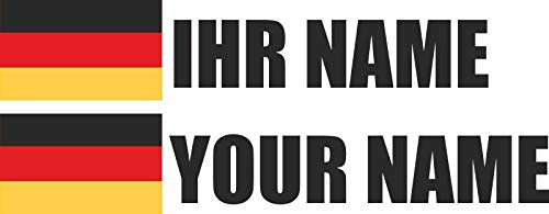INDIGOS UG - Auto Aufkleber Deutschland - schwarz - Aufkleber selbst gestalten - Ordner, Motorrad, Fahrrad, Wand, Tür, Kühlschrank - 90x18 mm - Flagge Name personalisierte Geschenke