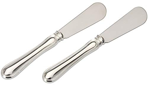 Buttermesser Set 2-teilig 14,5 cm versilbert mit Edelstahlklinge - elegante Tafelmesser poliert & anlaufgeschützt - stilvolles Besteck für Frühstück, Abendbrot, Buffet, Gastronomie & Tischkultur