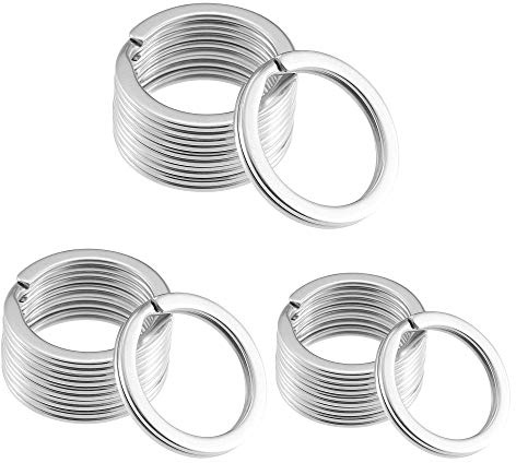 Gimars 30PCS Porte-Clés Anneaux en Métal 304 Acier Inoxydable 20/25/30mm | Rond à Bords Solide pour Clé de Voiture Maison,Arts,Artisanat,Lanières Organisation Argent