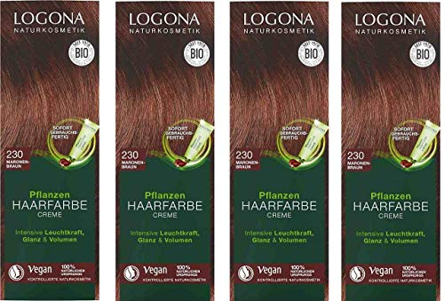 Logona Pflanzen Haarfarbe Creme 230 maronenbraun, 4 x 150ml