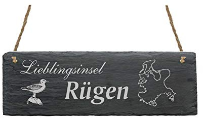 Schiefertafel LIEBLINGSINSEL RÜGEN - 22 x 8 cm