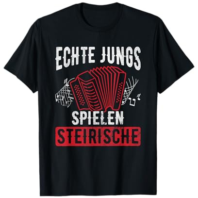 Echte Jungs Spielen Steirische Ziehharmonika Akkordeon T-Shirt