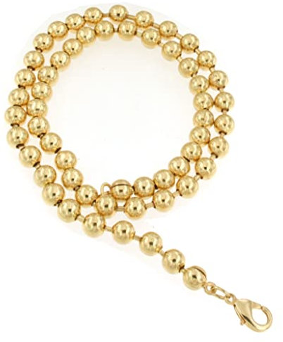 Tendenzalia Kugelkette Gold Doublé 7mm 55cm Goldkette Halskette Schmuck Damen Frauen Herren Männer