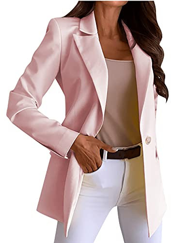 Blazer Femmes Un Bouton Costume Veste Slim Fit Entaillé Plaine Costume Manteau À Manches Longues Travail d'affaires Invités De Mariage Solide Longline Blazer Vestes Survêtement avec Poches