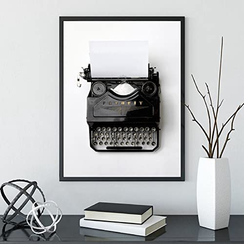 QITEX Wanddeko Wohnzimmer Vintage Schreibmaschine Leinwand Poster Schwarz Weiß Fotografie Retro Wand Bilder Bild Dekorative Bild Büro Dekor Ihn oder Sie 30x40cm ohne Rahmen