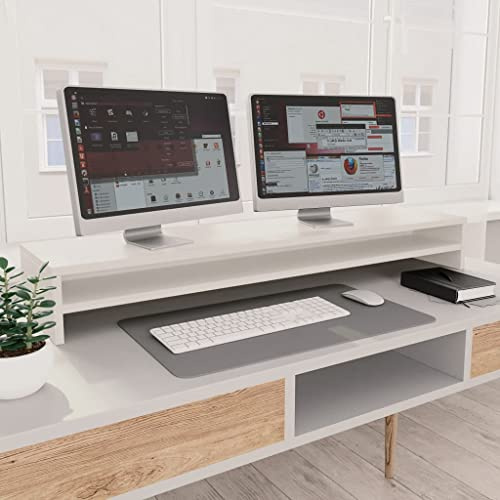WIFESE MonitorerhöHung BildschirmerhöHung Monitor StäNder Monitor ErhöHung Bildschirm ErhöHung FüR Schreibtisch Tv ErhöHung Monitor Tisch 100x24x13 cm Monitorständer Weiß Holzwerkstoff