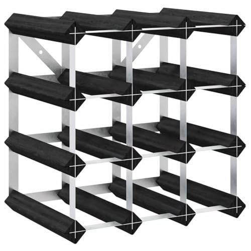 vidaXL Casier à Bouteilles pour 12 Bouteilles Range Bouteilles Stockage de Vins Porte-Bouteille Meuble à Vin Intérieur Noir Bois de Pin Solide