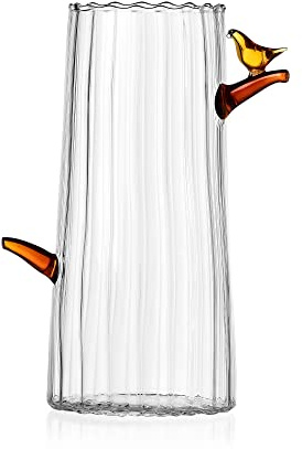 Ichendorf Milano Birds, Collection Birds, D10 x H21 cm, Ambre, Verre Borosilicate, Fait Main