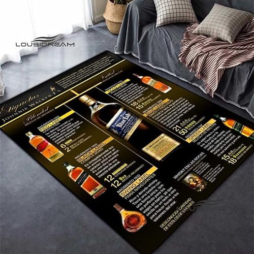 bailongma Tapis De Flanelle Imprimé Whisky Bar Moderne Grande Surface Tapis Doux Étude Chevet Tapis Antidérapant Tapis De Sol Antidérapant B1289 120×180CM
