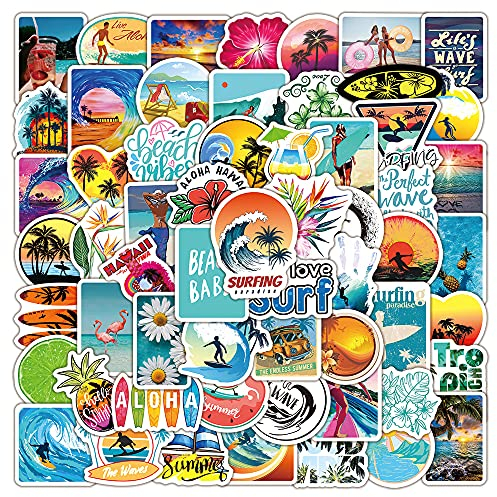 Sommer-Surfen Aufkleber für Laptop (100 PCS),Geschenk für Kinder Jugendliche Erwachsene Jungen,Summer Surfing Stickers Wasserdicht Vinyl Aufkleber für Scrapbook,Skateboard,Auto,Gepäck