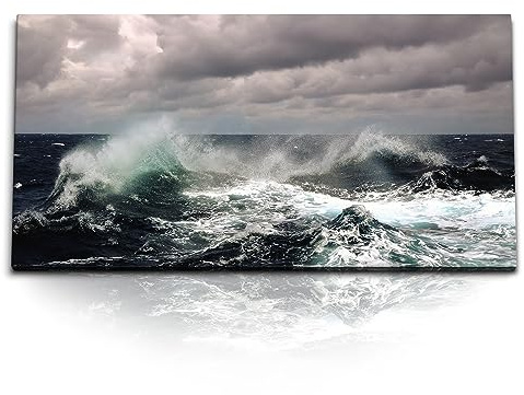 Paul Sinus Kunstdruck Bilder 120x60cm Stürmische See Meer Ozean Wellen Sturm Horizont