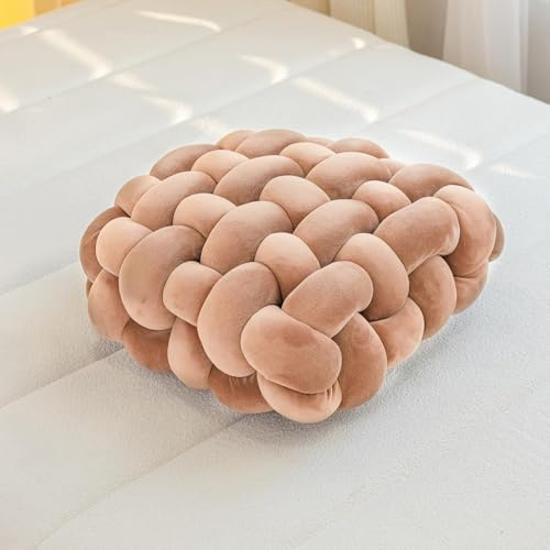 VanderHOME Gepolstertes Sitzkissen,knotenkissen, Geknotetes Kissen, Knot Kopfkissen, Plüsch Kissen Weiche,Stuhlpolster/Matratzenkissen für Stühle S-Kamel