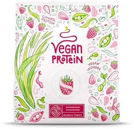 Proteine in Polvere Vegane | Gusto Yogurt Lampone | 24g Proteine Vegetali Isolate in Polvere di Pisello, Riso, Girasole e Soia | Massa Muscolare | 600g Vegan Protein Powder | Alpha Foods