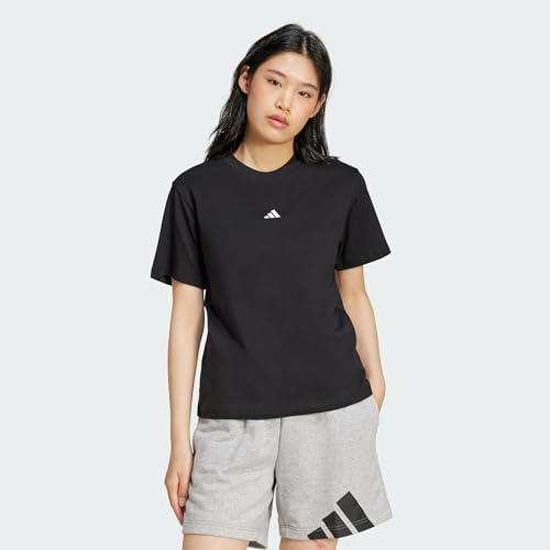 adidas Mujer Essentials Small Logo Cotton Shirt, Black/White, L