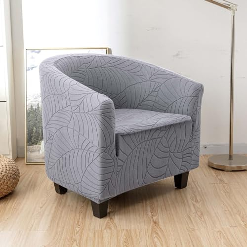 Surwin Sesselbezug Sesselschoner mit Elastisch Stretch Husse, Jacquard Laub Sesselüberwurf Universal Chair Schonbezug Sofabezug für Clubsessel Lounge- & Cocktailsessel (Rauchgrau)