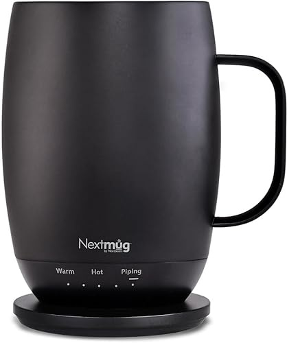 Nextmug Plus (Black - 18 oz) Temperature Controlled Self Heating Mug - No App, Long Lasting Battery for Work & Study, Great Gift for Coffee Lovers