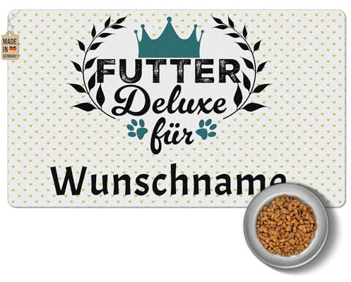 PR Print Royal Napfunterlage mit Name selbst gestalten - Futter-Deluxe - Futtermatte für Hunde & Katzen - Personalisierte Geschenkidee, Waschbar | 60 x 35 cm, rutschfest