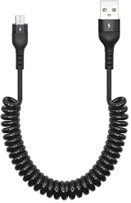 Riertostng Câble d'extension micro USB à ressort de 1 à 3 m - Spirale USB A mâle vers micro mâle - Câble de charge et de transfert de données - Pour smartphone, tablette et autres appareils avec