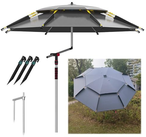 Ombrellone per Pesca Esterno ombrellone pieghevole da Giardino Impermeabile Antivento Ombrellone da Spiaggia grande Robusto e Compatto con ancoraggio di sabbia(240cm)