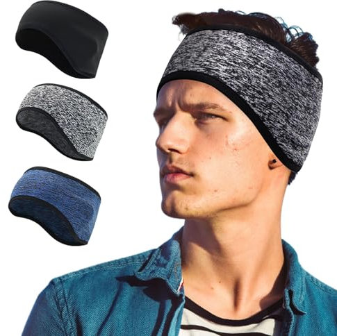 DOINEUFL Pack of 3 Winter Ear Warmers, Stirnband Herren, Schweißband Stirn, Stirnband Sport, Headband Ear Warmers, Headband Ear Warmers Geeignet für Fahrräder, Motorräder, Joggen und Reisen
