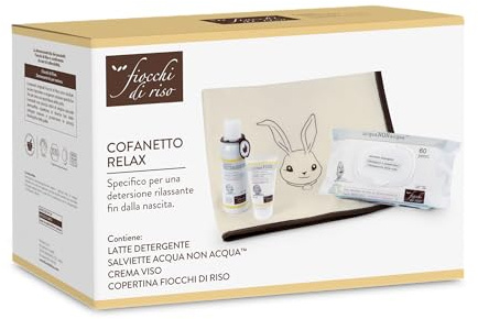 Fiocchi di Riso - COFANETTO RELAX - Kit per una detersione coi fiocchi - Latte Detergente, Crema Viso, salviette Acqua NON Acqua, Copertina- IDEA REGALO