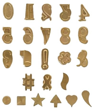 Holzverbrennungs-Buchstabenstempel, Lötschablone, Lederbrenner, Brandmalerei-Werkzeug-Vorlagen-Set, einfach verwenden, langfristige Nutzung, 1cm, 24numerische Symbole, 26Alphabete für Holzverbrennung