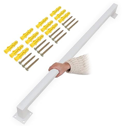 Pasamanos para escaleras, pasamanos para escaleras de 10 pies/3 metros, pasamanos para escaleras de 20 pies/6 metros, barra de agarre de metal antideslizante para montaje en pared, barras de