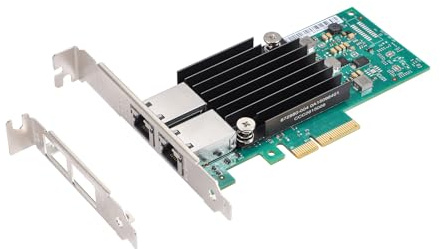 XikeStor Carte réseau PCIe 10Gb avec Puce Intel X550-T2, Adaptateur réseau Double RJ45 10G, Interface PCIe 3.0 x4, Compatible avec Windows/Ubuntu/Linux/VMware/Freebsd/Synology