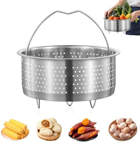 Kozdtiz Dampfgarer Einsatz Edelstahl 304, Dämpfeinsatz für Topf, 20 cm Dünsteinsatz für töpf, Siebeinsatz für Töpfe für Töpfe, Kochtöpfe, Schnellkochtopf Dünsten von Gemüse Früchte Eier silbrig