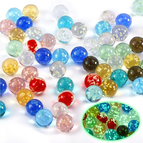 EOGRFW 30 Stück Glasmurmeln Bunt, Leuchtmurmeln Kinder, 16 Mm, 10 Farben