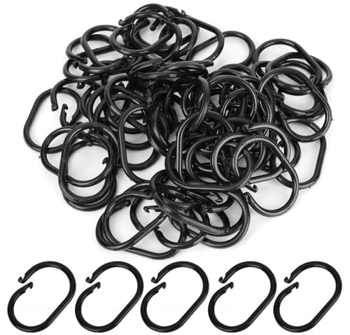 56pcs Shower Curtain Hooks, Plastic Sliding Curtain Rings Shower Hangers Clips Tightly Closed Design Decoration Hooks Suitable for Covered Outdoors