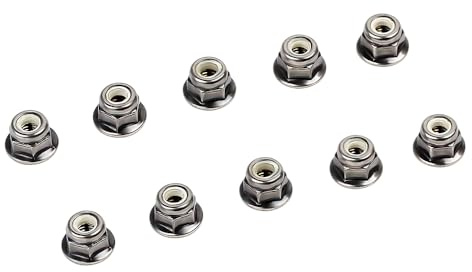 INJORA 10PCS Dadi Ruota M4 in Metallo con Flangia e Nyloc per 1/10 RC Car Crawler TRX4 TRX6 Axial SCX10 90046 AXI03007 Redcat MST Rock