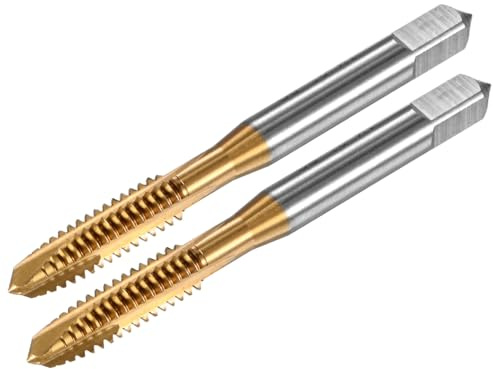 M METERXITY 2-Pack 1/4-20 UNC Thread Tap, HSS Titanium Coated 70mm Length Straight Flute Right Hand Thread Screw Tapping Tool for Drilling/Milling Machines/CNC Machine Tools
