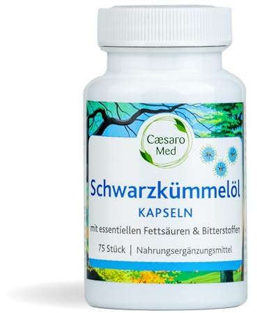 Schwarzkümmelöl Kapseln hochdosiert – 100 % kaltgepresstes Nigella sativa Öl – mit natürlichem Vitamin E – reich an ungesättigten Fettsäuren – für Hautpflege & allgemeines Wohlbefinden* – 60 Kapseln