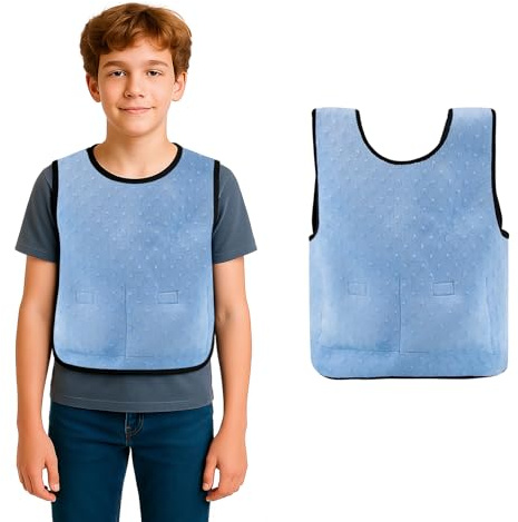 Weighted Vest for Kids with Sensory Needs,Weighted Adjustable Compression Vest-Deep Pressure for Children with Autism,ADHD,SPD Girls & Boys,Includes 3lbs Removable Weights (Blue, M (5-9years))