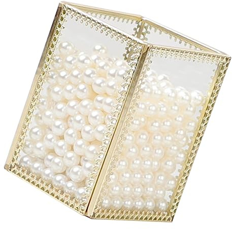 Healvian Organisateur de Pinceaux de Maquillage Verre avec Perles Rangement Élégant pour Bureau et Coiffeuse pour Cosmétiques et Petits Accessoires