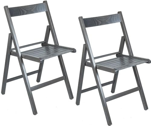 PALUPLUS 2 Sedie Pieghevoli in Legno di Faggio di colore Grigio, Misura 42x40x78 cm, Sedia Richiudibile Salvaspazio con Comoda Seduta e Struttura Resistente, per Esterno ed Interno - 2218C
