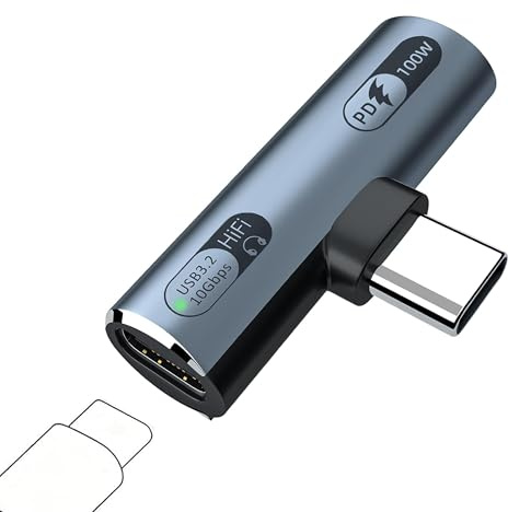 IVIVTOR USB-C Adaptateur Casque - Adaptateur Audio 2 en 1 Double Port Type-C Charge Rapide 100W pour Ordinateur Portable Tablet et Téléphone - Gris
