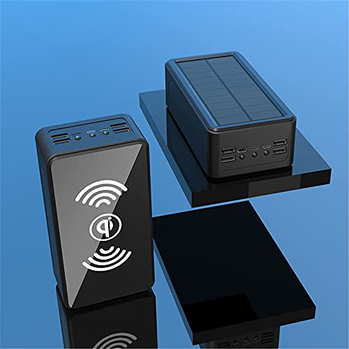 Batterie Externe Solaire 99 000 mAh, Chargeur Portable sans Fil, Grande capacité, LED, étanche, Noir