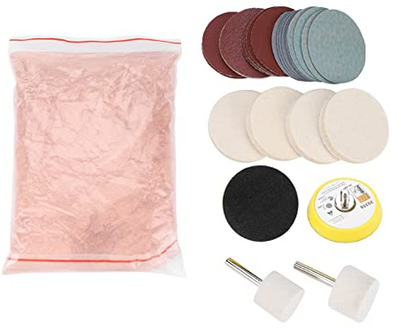 Riuulity Glass Polishing, Scratch Removal Kit Ceric Dioxide Abrasive Discs Polish Pad Felt, Easy to Use for Windows, Mirrors, Windshields, Wiper Damage, Scuffs, and Water Deposits