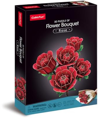 CubicFun 660865 - Puzzle 3D - Fleurs et roses - Bouquet de 312 pièces - Kit de bricolage décoratif pour adultes et enfants à partir de 8 ans
