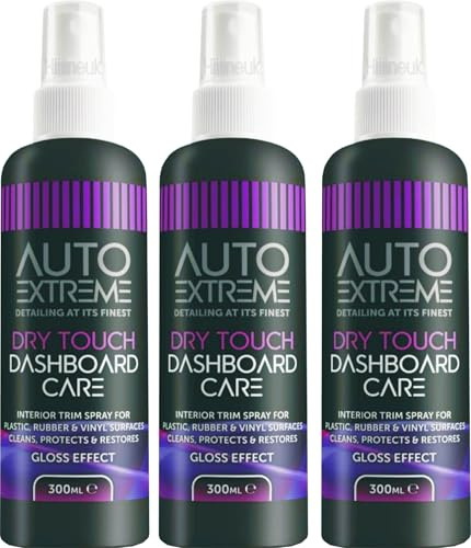 HitlineUK 3 x 300ml Car Dashboard Silicone Spray High Gloss – Interior Cleaner for Vinyl, Plastic & Trim – High Gloss Effect – Easy Spray-On Detailer – Dust-Repellent