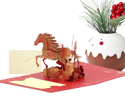 Générique Cartes de Noël Chevaux | Papier Cartonné Léger Collectionnable Souvenir - Cartes de Vœux 2026,pour la Famille les Amis les Hommes les la Maison les Fêtes le Nouvel An et les Fêtes en