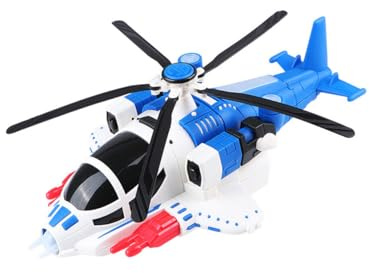 SOPOTUTU Elektrischer Hubschrauber für Blaues Leuchtendes Flugzeug Helikopter Modell mit Musik Sicherer Selbstgemacht Bausatz für Indoor und Outdoor